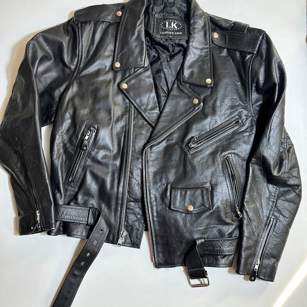 LK Black Leather Biker Jacket for Men